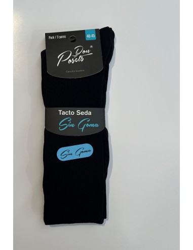 Calcetines Caballero Tacto Seda Canalé Sin Goma Posets Pack 12